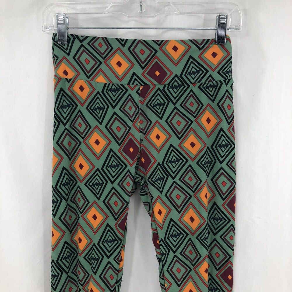 LuLaRoe Geometric Halloween Bat Green Multicolor Leggings One Size